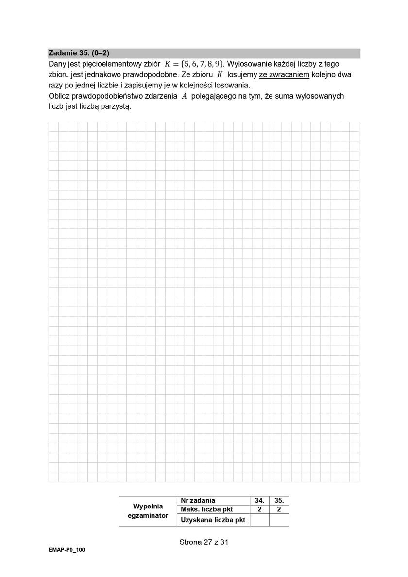 Formuła 2015, matura z matematyki