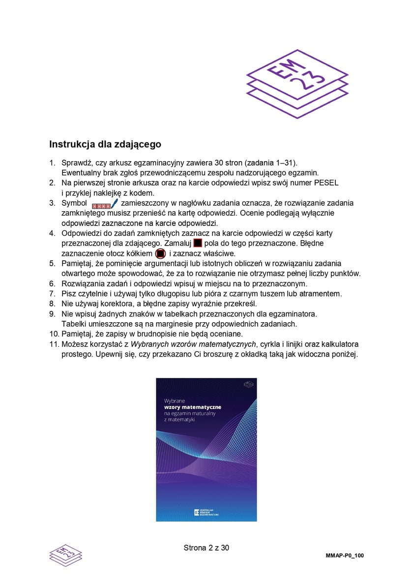 Formuła 2023, matura z matematyki