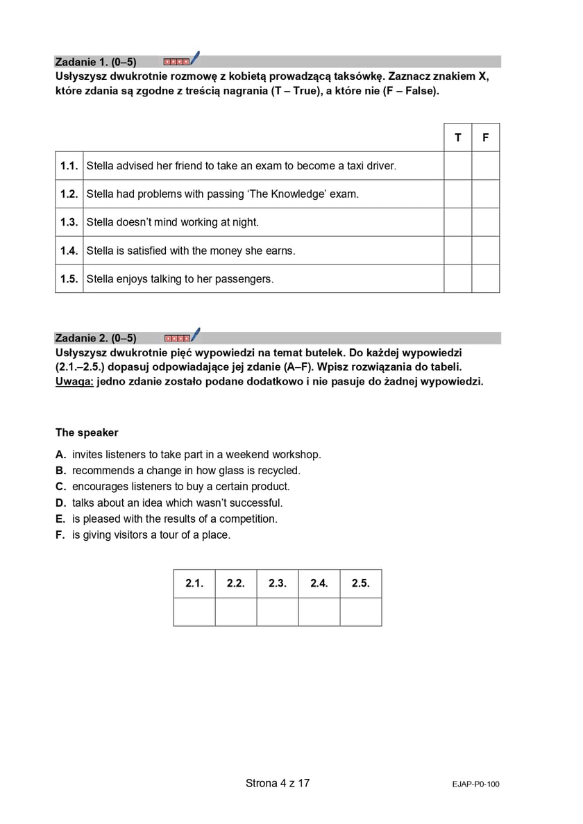 Formuła 2015, matura z języka angielskiego