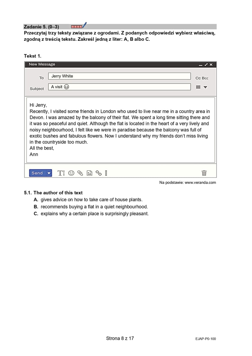 Formuła 2015, matura z języka angielskiego