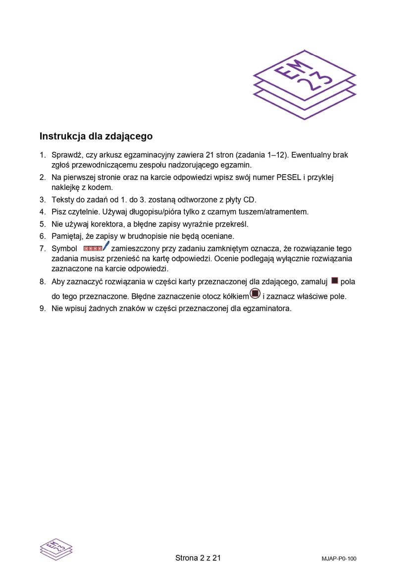 Formuła 2023, matura z języka angielskiego