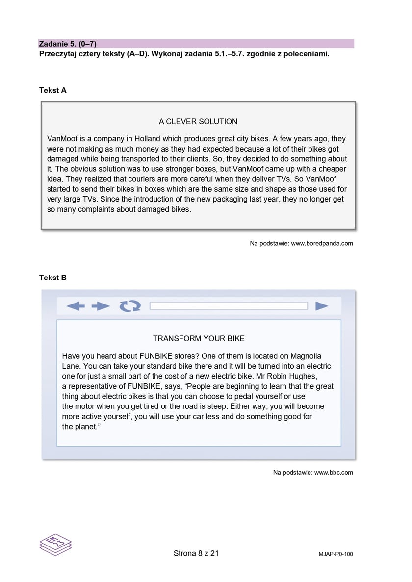 Formuła 2023, matura z języka angielskiego