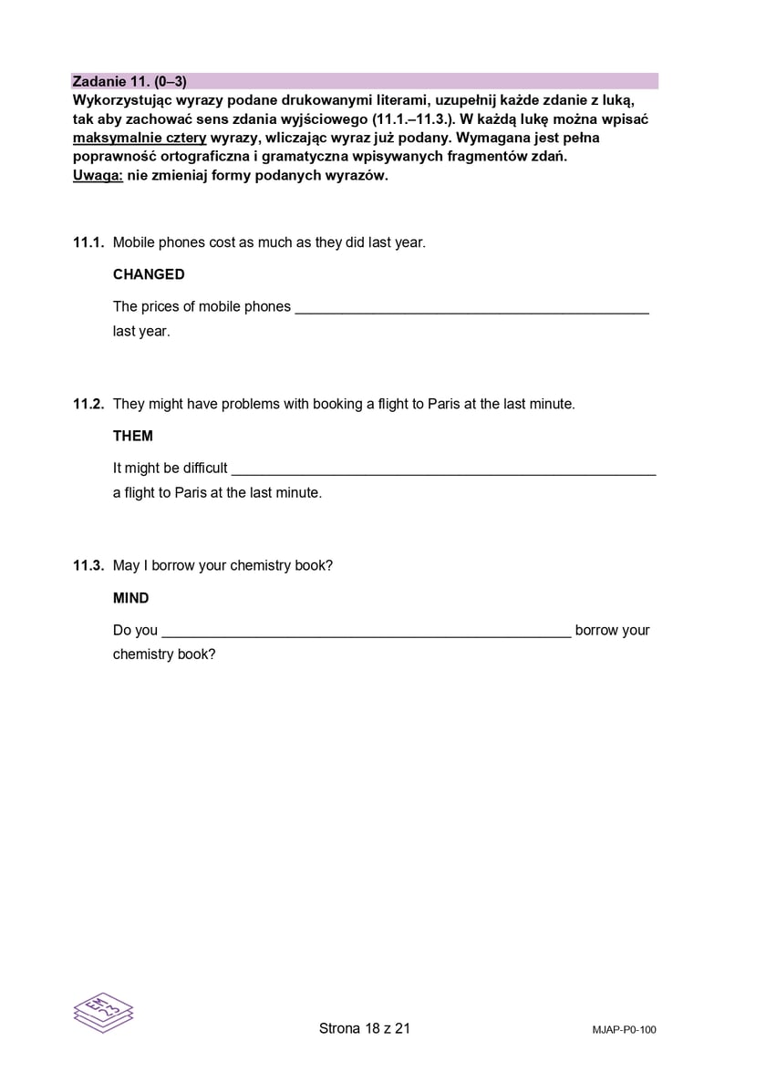 Formuła 2023, matura z języka angielskiego