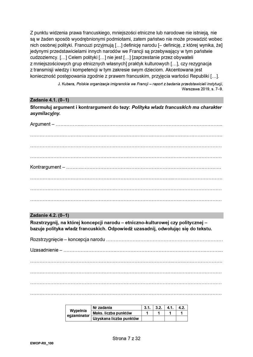 Formuła 2015, matura WOS (poziom rozszerzony)