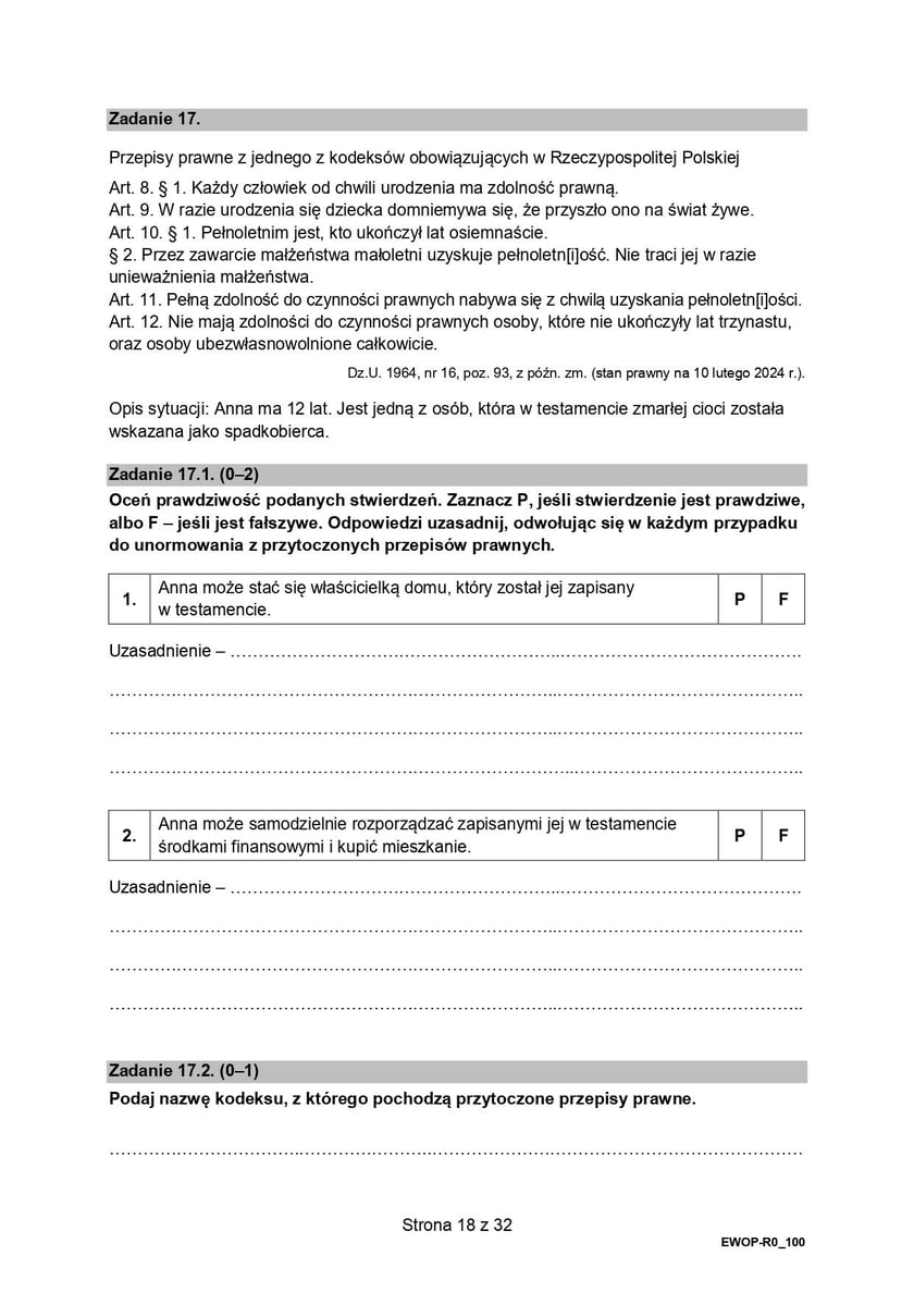 Formuła 2015, matura WOS (poziom rozszerzony)