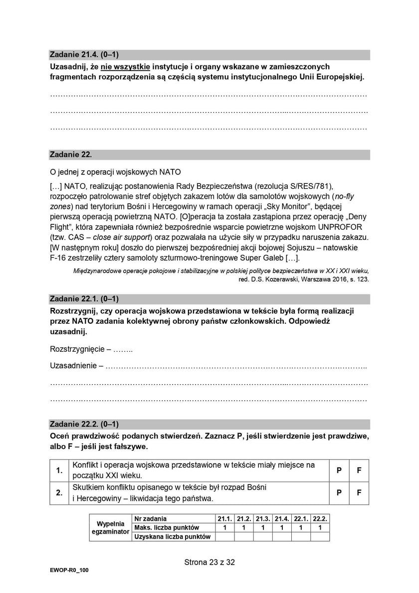 Formuła 2015, matura WOS (poziom rozszerzony)