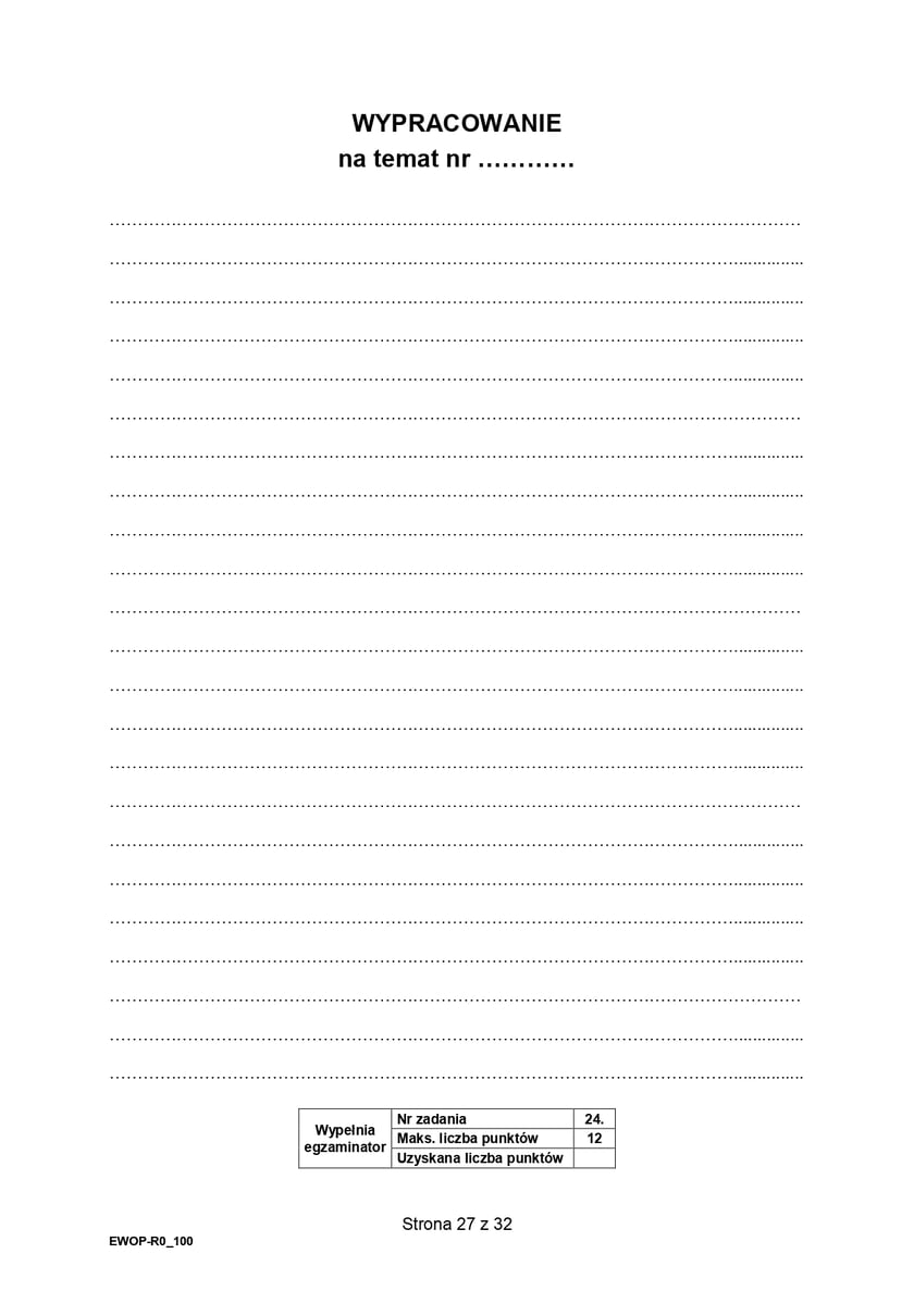 Formuła 2015, matura WOS (poziom rozszerzony)