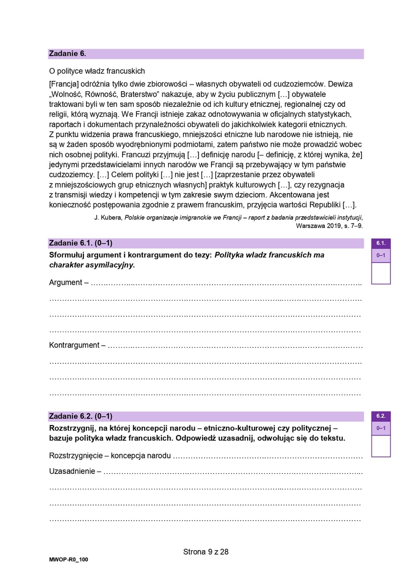 Formuła 2023, matura WOS (poziom rozszerzony)