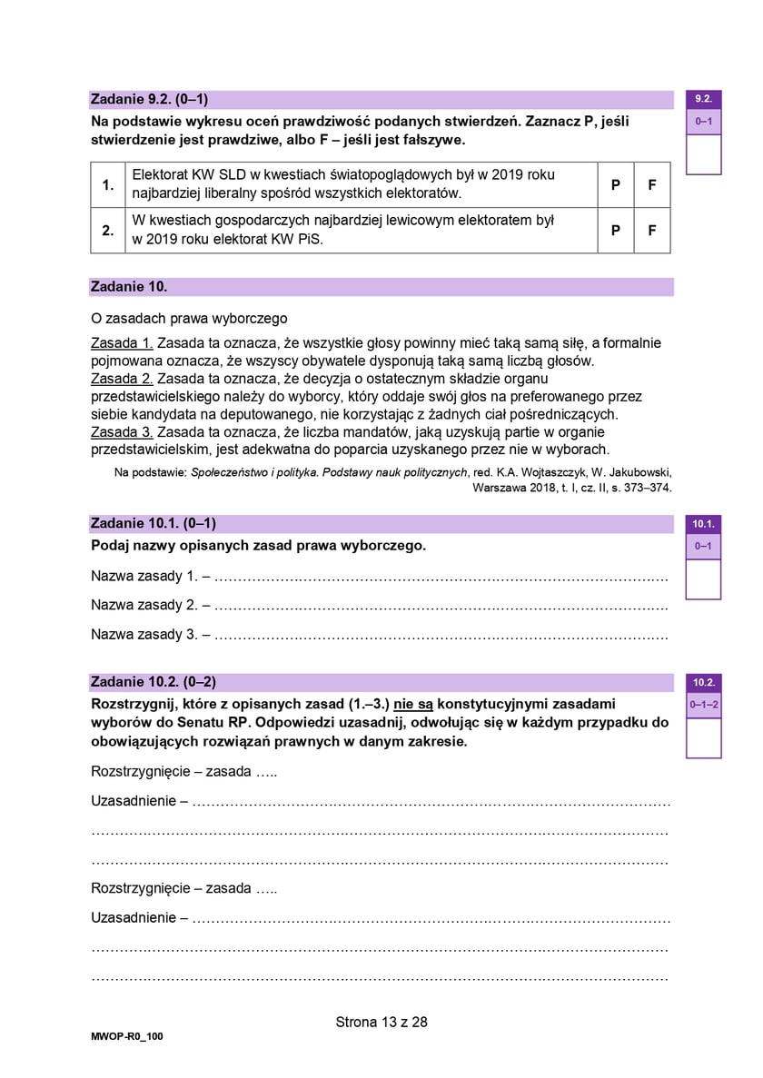 Formuła 2023, matura WOS (poziom rozszerzony)