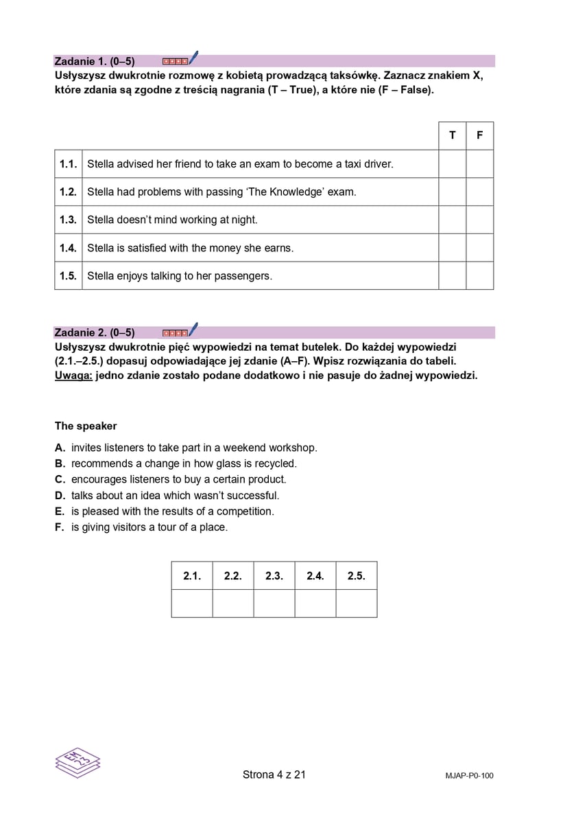 Arkusz CKE: Matura rozszerzona z języka angielskiego - wersja A