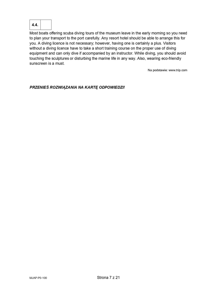 Arkusz CKE: Matura rozszerzona z języka angielskiego - wersja A