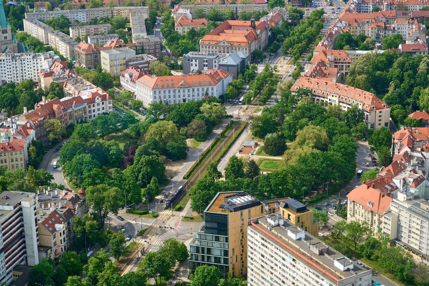 Panorama Wrocławia z tarasu widokowego na Sky Tower