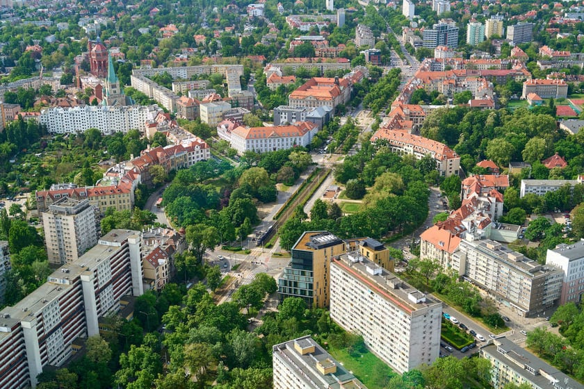Panorama Wrocławia z tarasu widokowego na Sky Tower