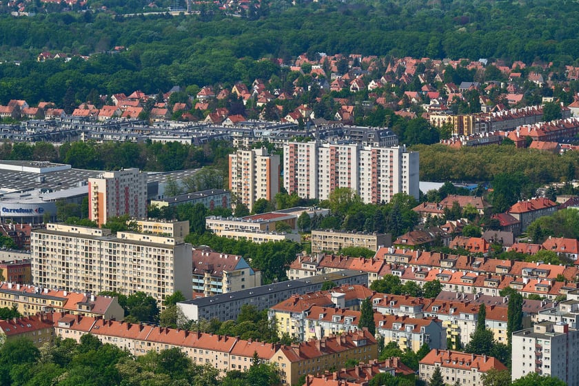 Panorama Wrocławia z tarasu widokowego na Sky Tower