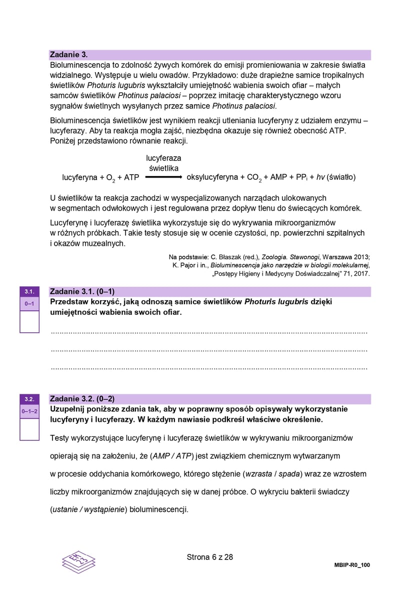 Arkusz CKE: Matura rozszerzona z biologii 2024 - zadania, 14 maja