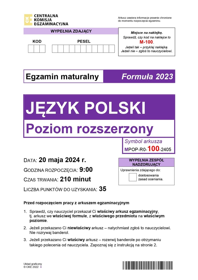Arkusz CKE: Matura rozszerzona z języka polskiego - 20 maja