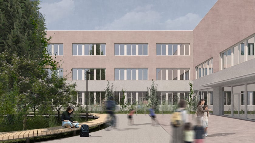 Wizualizacja zespołu szkolno-przedszkolnego przy ul. Zwycięskiej.