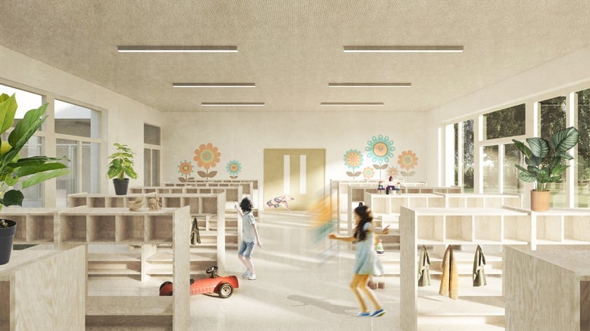 Wizualizacja zespołu szkolno-przedszkolnego przy ul. Zwycięskiej.