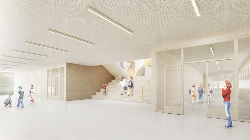 Wizualizacja zespołu szkolno-przedszkolnego przy ul. Zwycięskiej.