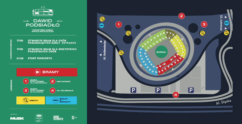 Dawid Podsiadło na Tarczyński Arenie Wrocław - informator koncertowy. Wejścia, parkingi, komunikacja