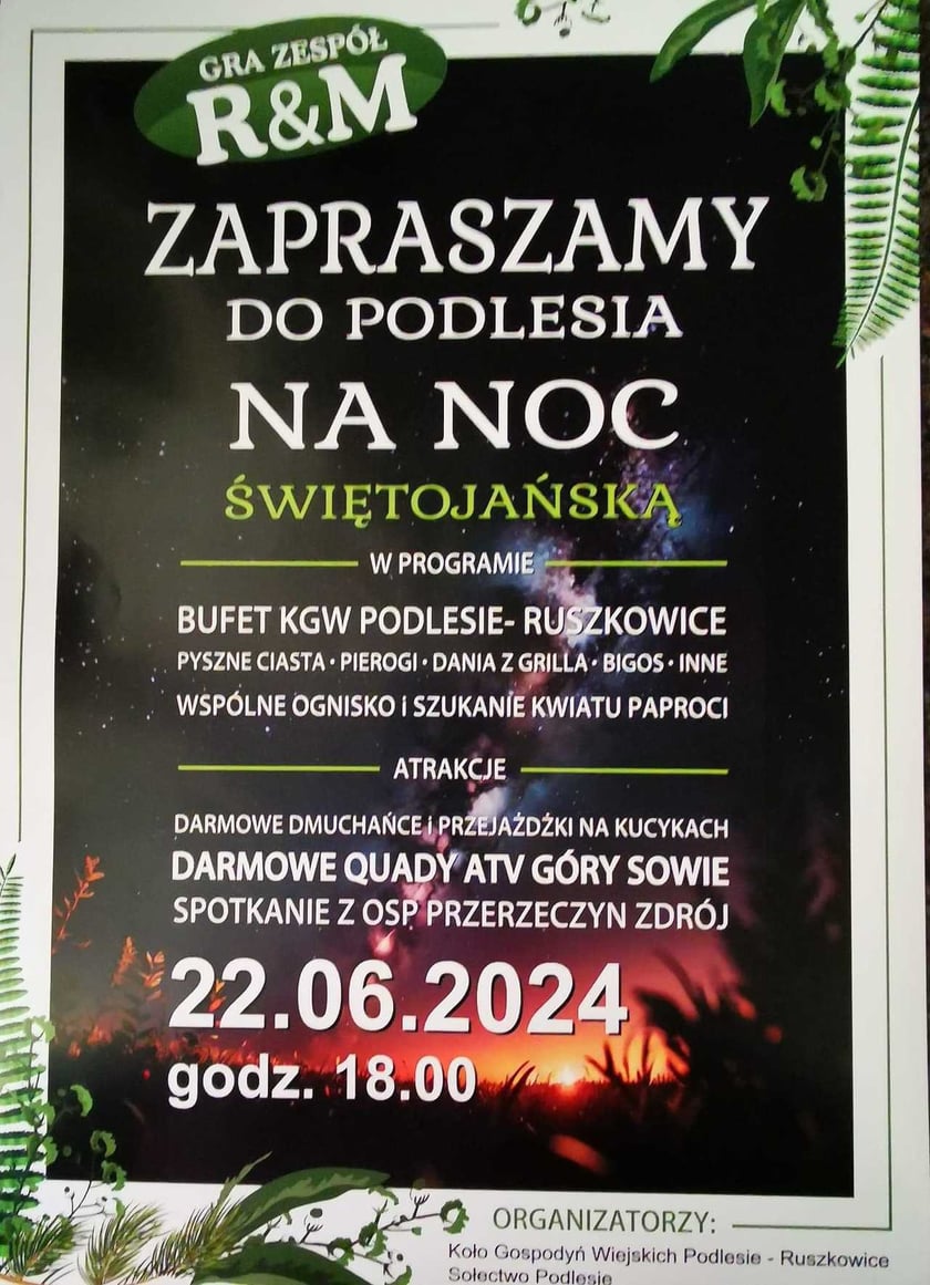 Program Nocy Świętojanskiej w Podlesiu