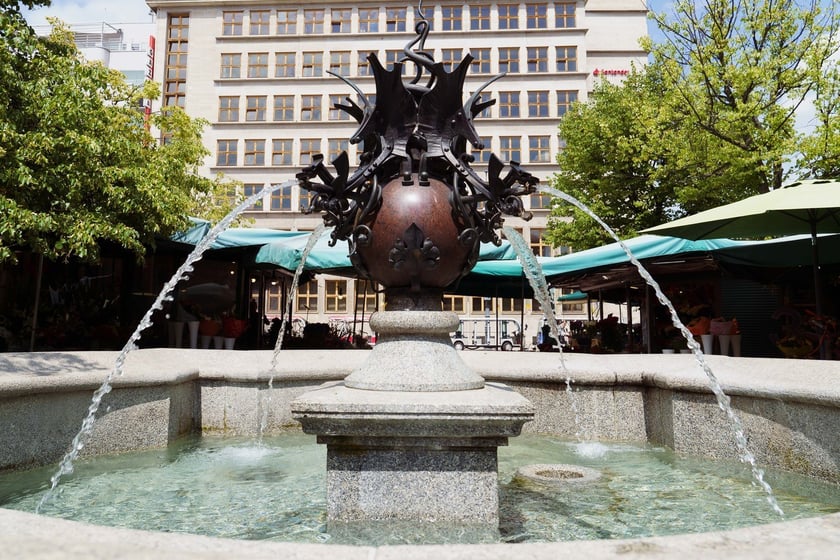 Fontanna z pyskami smok&oacute;w na placu Solnym