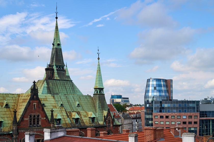 Panorama Wrocławia ze szczytu kamienicy na pl. Solnym