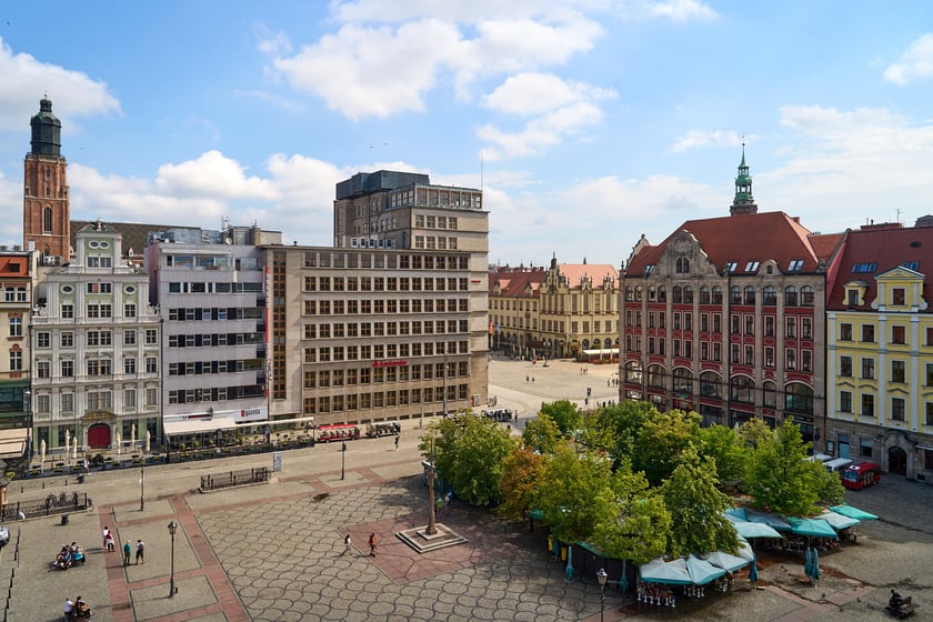 Panorama Wrocławia ze szczytu kamienicy na pl. Solnym