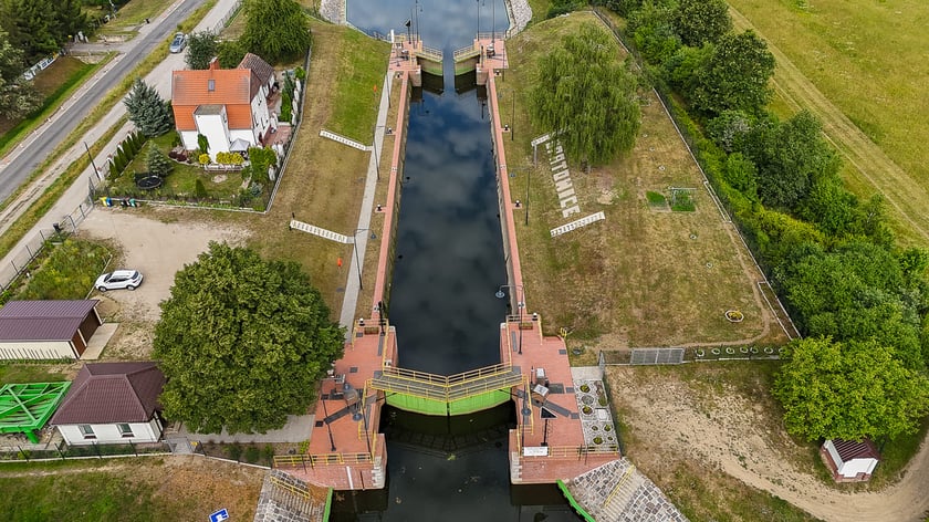 śluza Opatowice, widok z drona