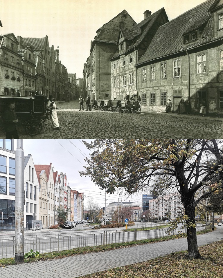 Współczesne i przedwojenne zdjęcia Wrocławia, ul. Nowy Świat