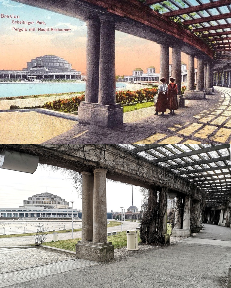 Pergola i Hala Stulecia. Współczesne i przedwojenne zdjęcia Wrocławia