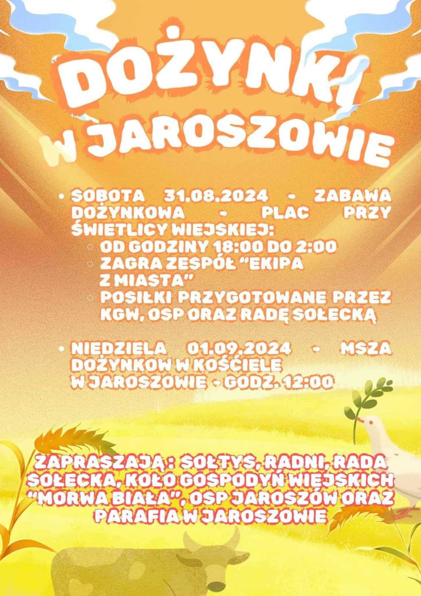 Dożynki w Jaroszowie: 31 sierpnia - 1 września