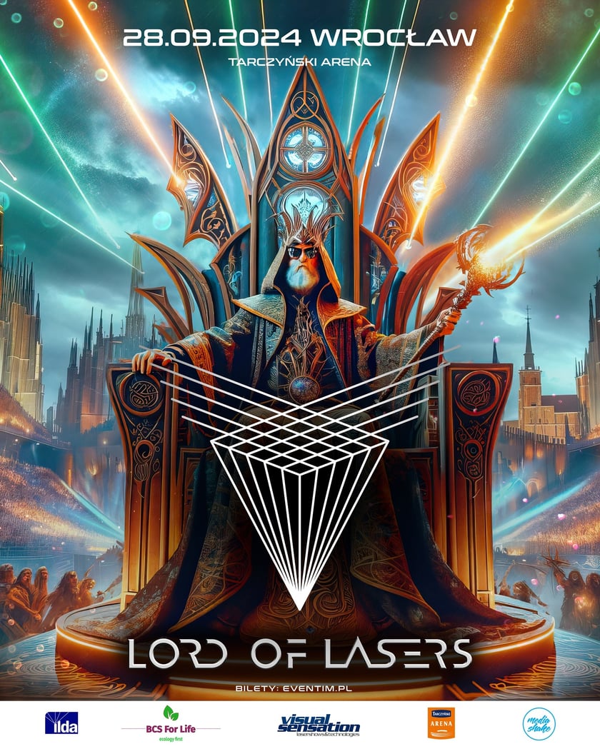 Plakat "Lord of Lasers" - gigantycznego show, które w ostatnią sobotę września odbędzie się na Tarczyński Arenie