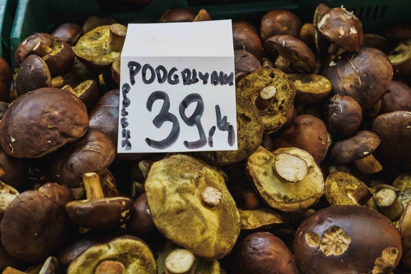 Stoiska z grzybami w Hali Targowej we Wrocławiu