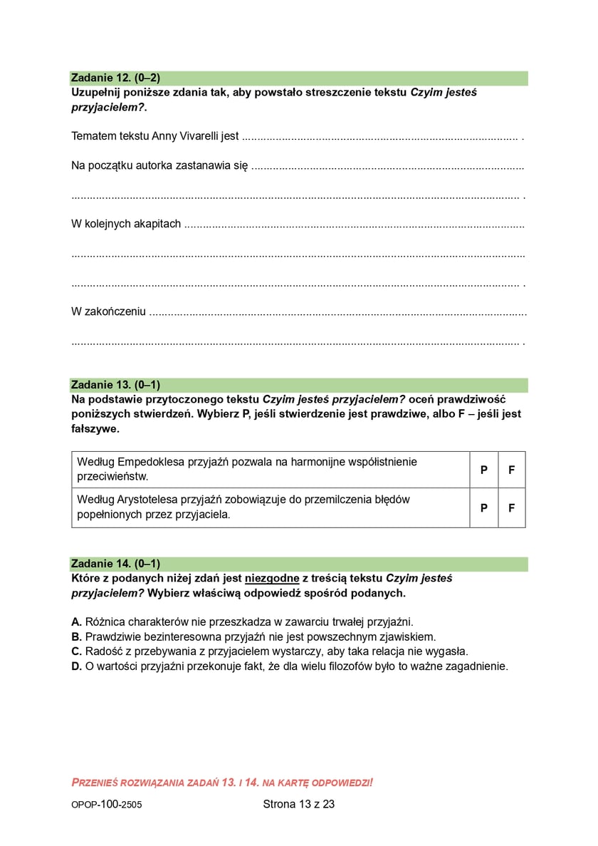 Egzamin ósmoklasisty 2025 CKE - język polski - ARKUSZ