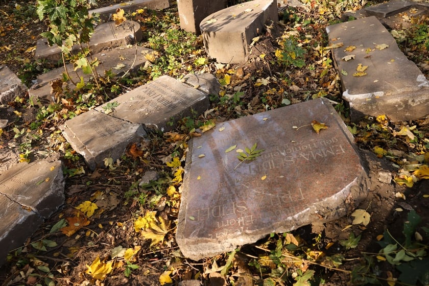 Stele odkryte na gruzowisku na cmentarzu przy ul. Krzyckiej na Krzykach