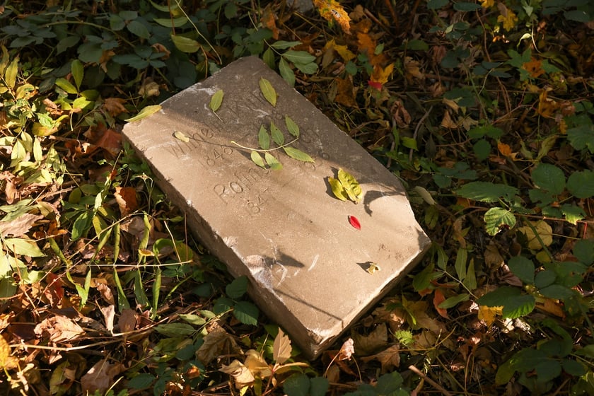 Stele odkryte na gruzowisko na cmentarzu przy ul. Krzyckiej na Krzykach