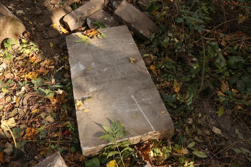 Stele odkryte na gruzowisko na cmentarzu przy ul. Krzyckiej na Krzykach