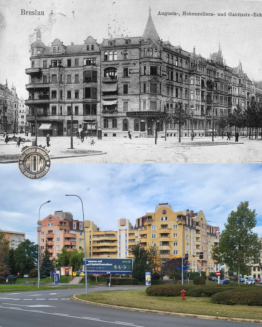 Współczesne i przedwojenne zdjęcia Wrocławia, ul. Gajowicka i Zaporoska