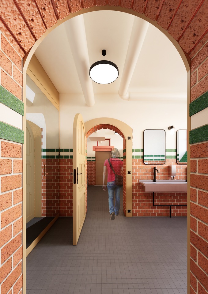 Budynek toalety na wizualizacji