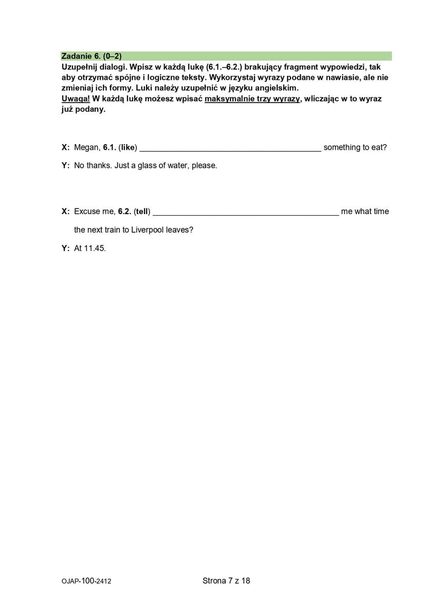 Arkusz: próbny egzamin ósmoklasisty 2024/2025 z CKE - język angielski, 4 grudnia 2024