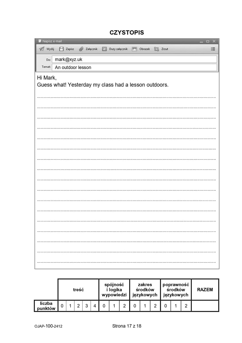 Arkusz: próbny egzamin ósmoklasisty 2024/2025 z CKE - język angielski, 4 grudnia 2024