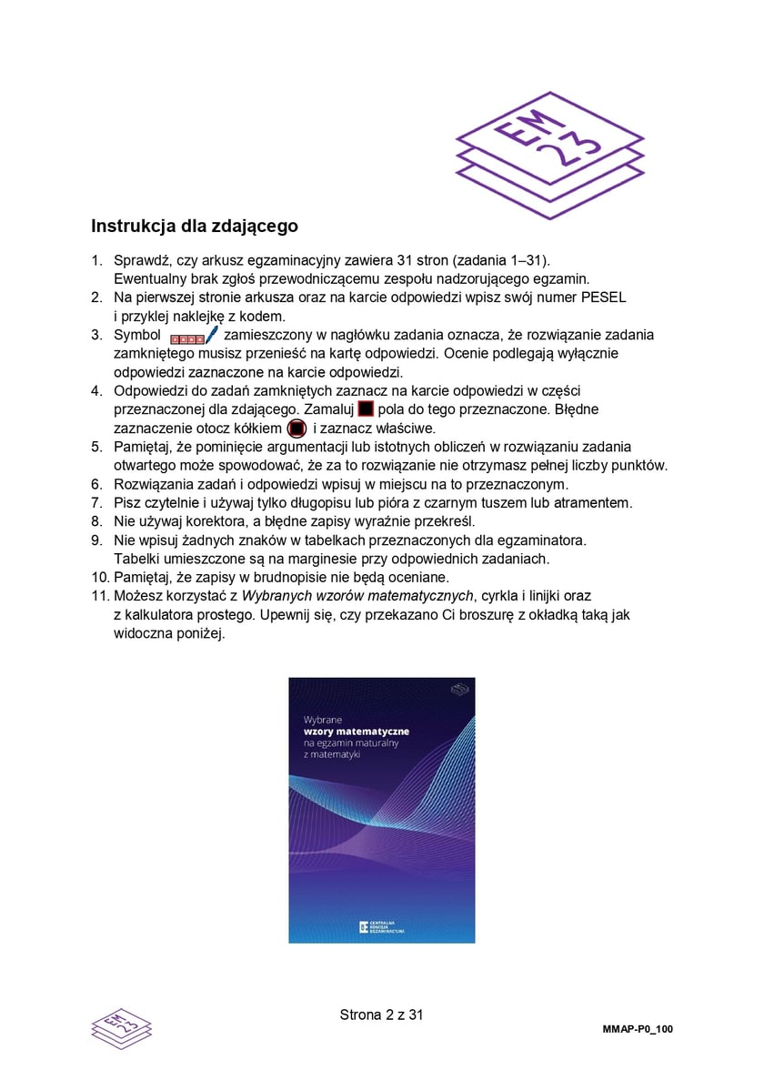 Matura z matematyki 2025 z CKE - arkusz - poziom podstawowy 6 maja