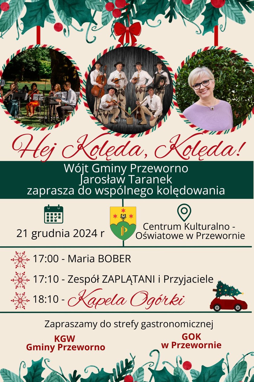 program kolędowania w Przewornie, 21 grudnia, godz. 17