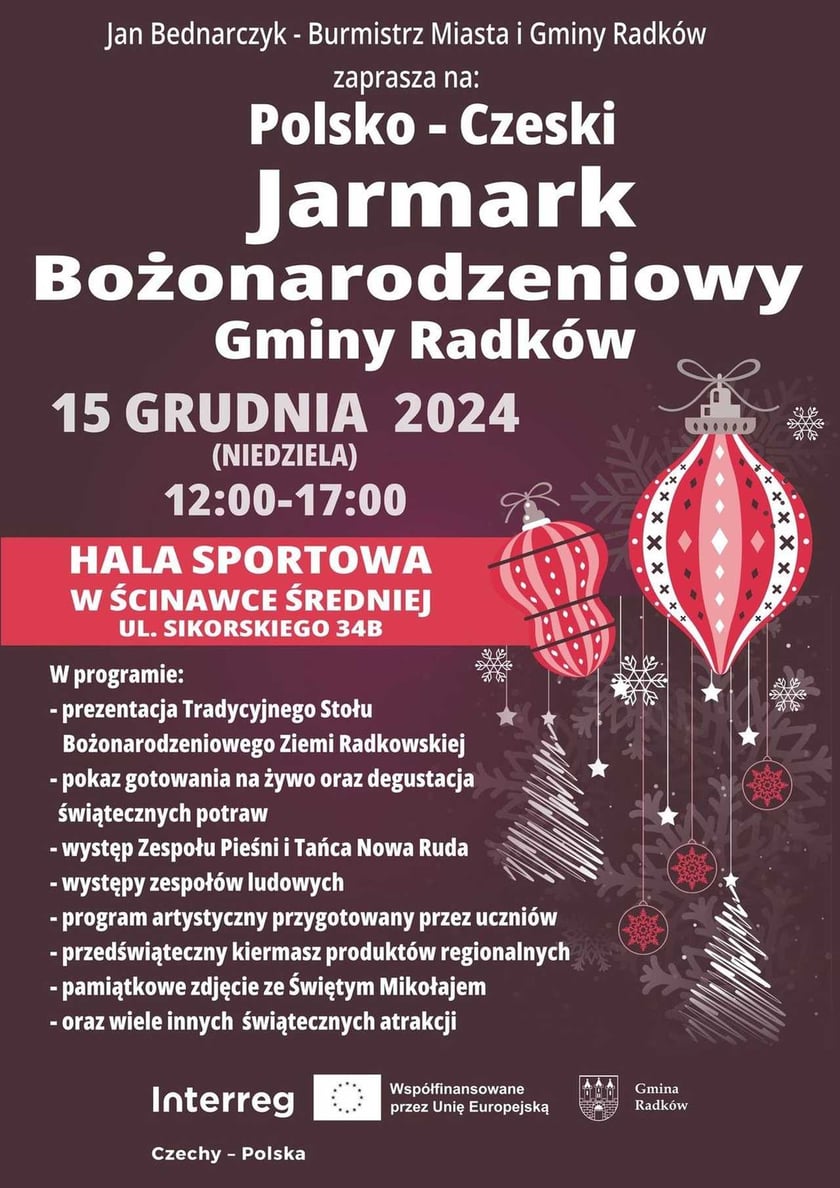 Program jarmarku w Ścinacwe, 15 grudnia, godz. 12-17