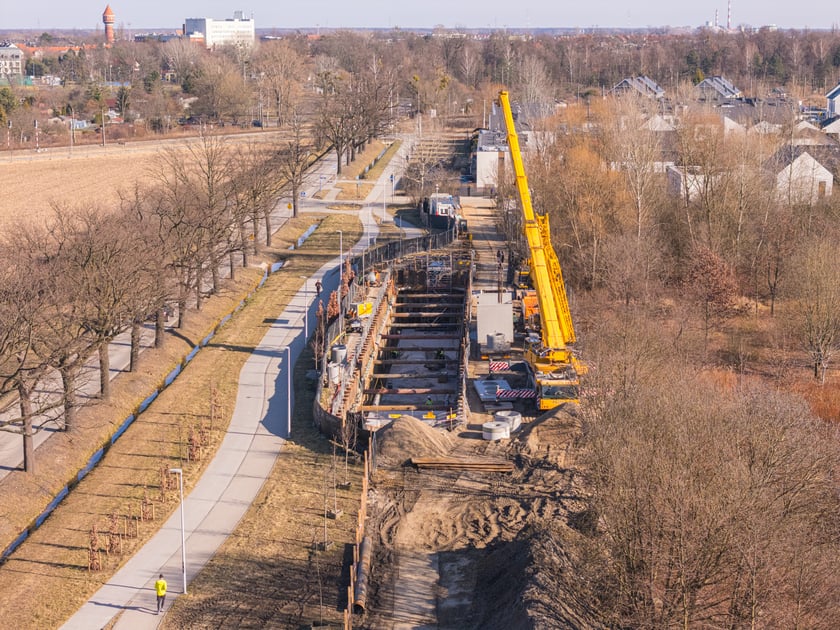 Budowa zbiornika retencyjnego na Jagodnie, widok z drona