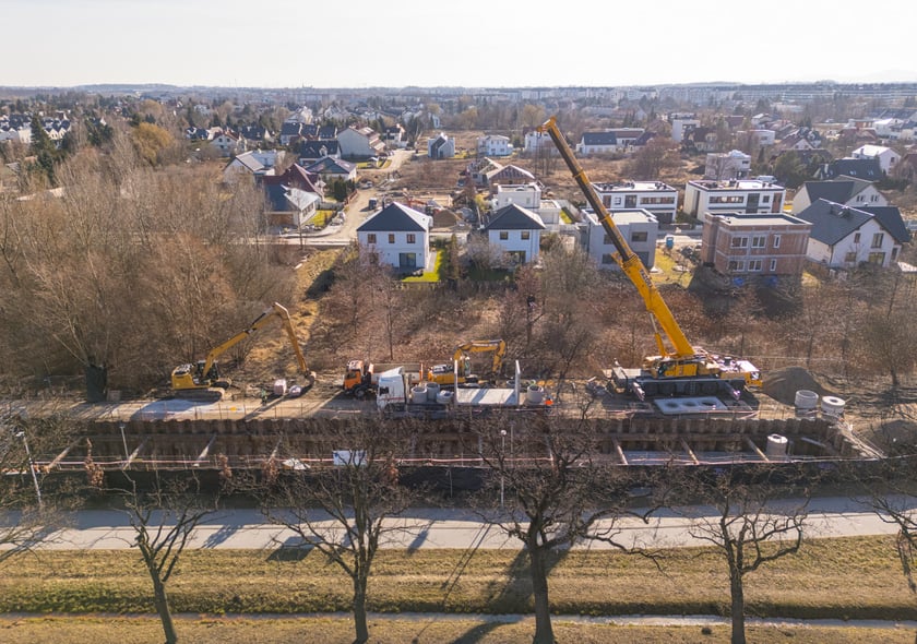 Budowa zbiornika retencyjnego na Jagodnie, widok z drona