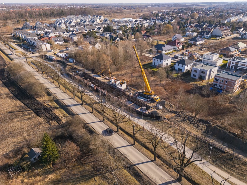 Budowa zbiornika retencyjnego na Jagodnie, widok z drona