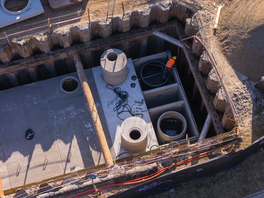 Budowa zbiornika retencyjnego na Jagodnie, widok z drona