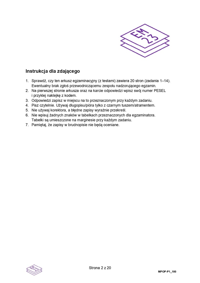 Matura 2025. Język polski, poziom podstawowy - arkusz 1 (testy)